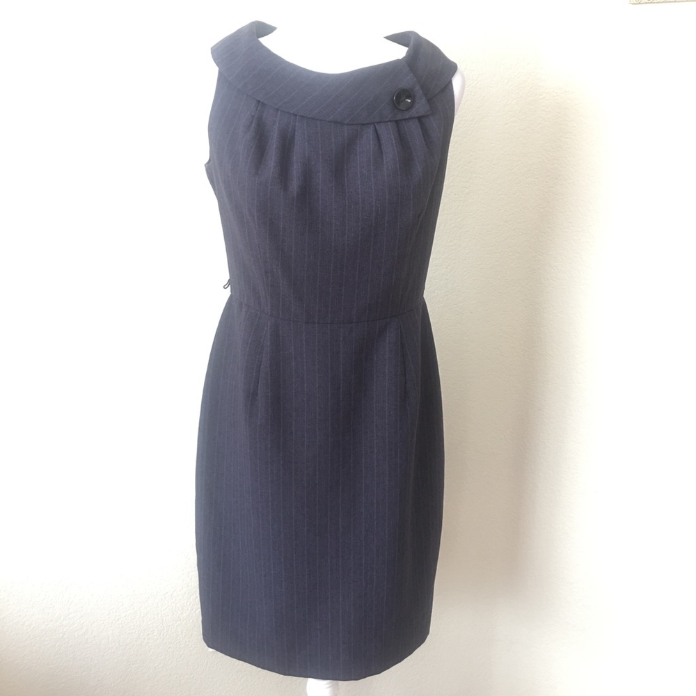 Karin Stevens Women A-line  Blue Striped  Dress